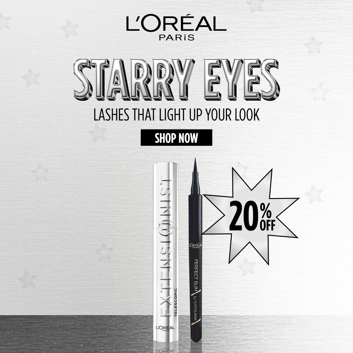 L’Oreal Paris Telescopic Mascara + Perfect Slim Eyeliner Duo Get 20% Off