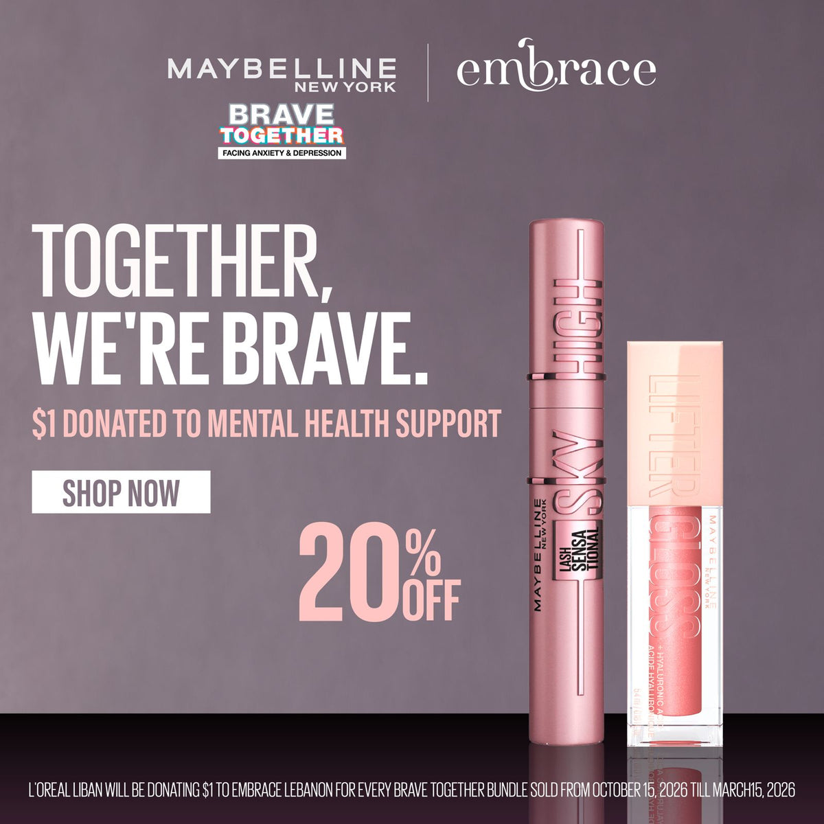 Brave Together Lash & Glow Duo – Maybelline Lash Sensational Mascara + Lifter Gloss Get 20% Off