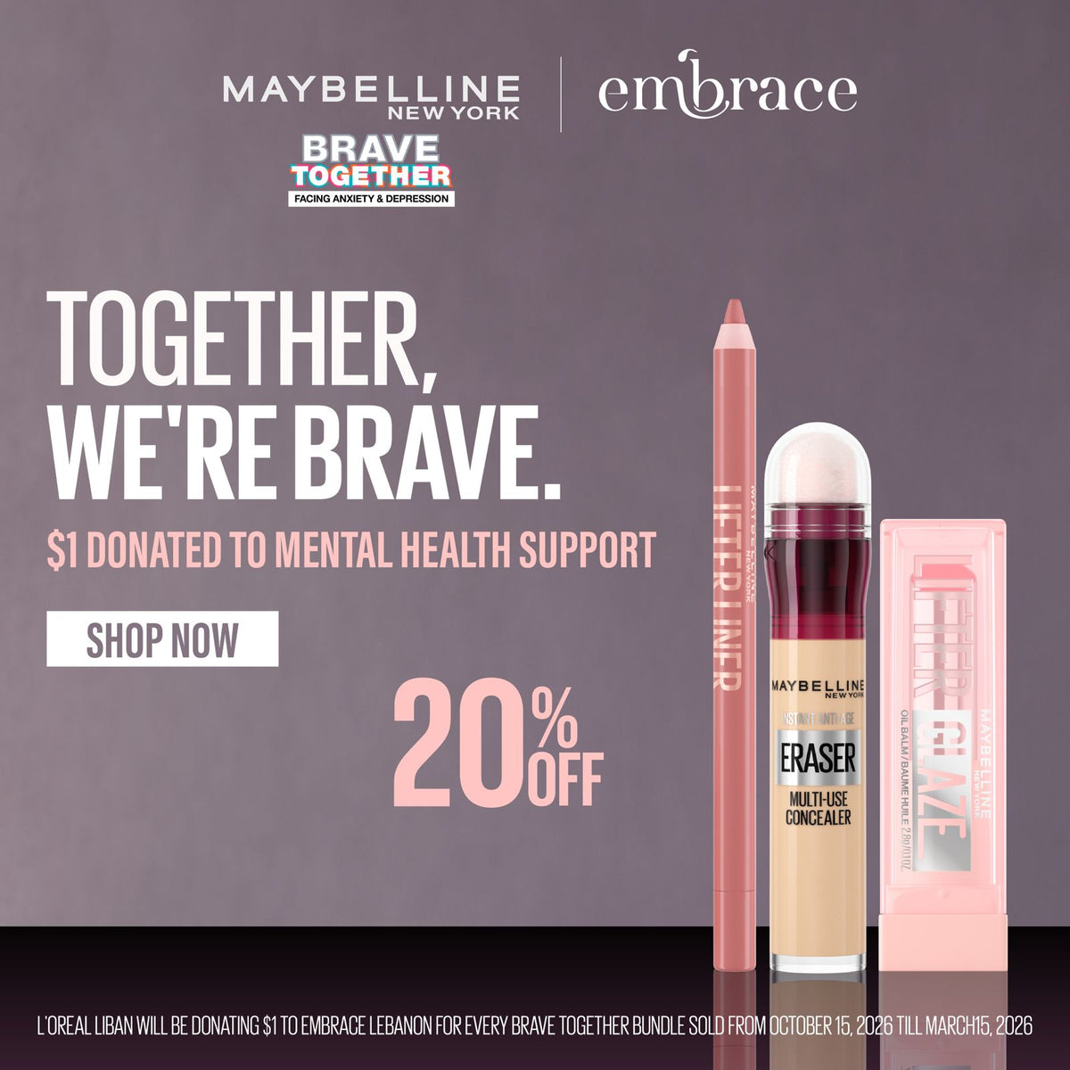 Brave Together Lip Perfect Trio – Maybelline Lifter Liner + Instant Age Rewind Eraser Concealer + Lifter Glaze Get 20% Off