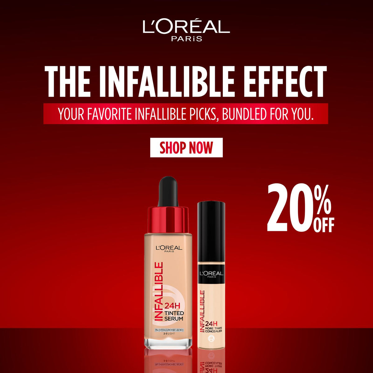 L’Oréal Paris Infallible 24H Tinted Serum + Infallible 24H More Than Concealer – 20% Off