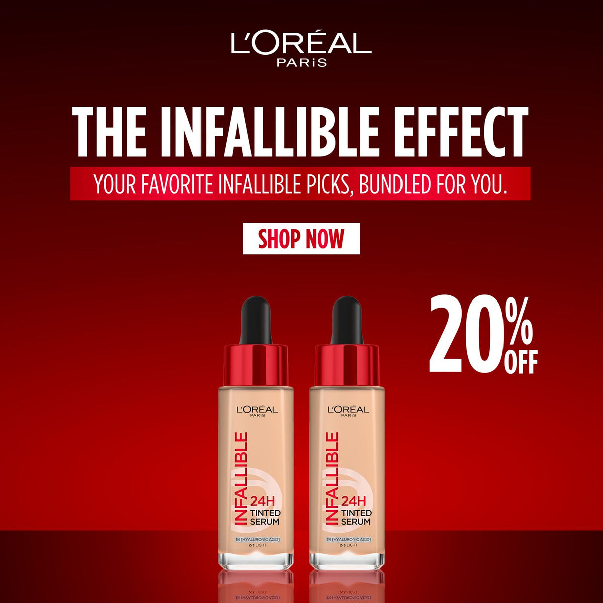 L’Oréal Paris Infallible 24H Tinted Serum – Double Pack – 20% Off