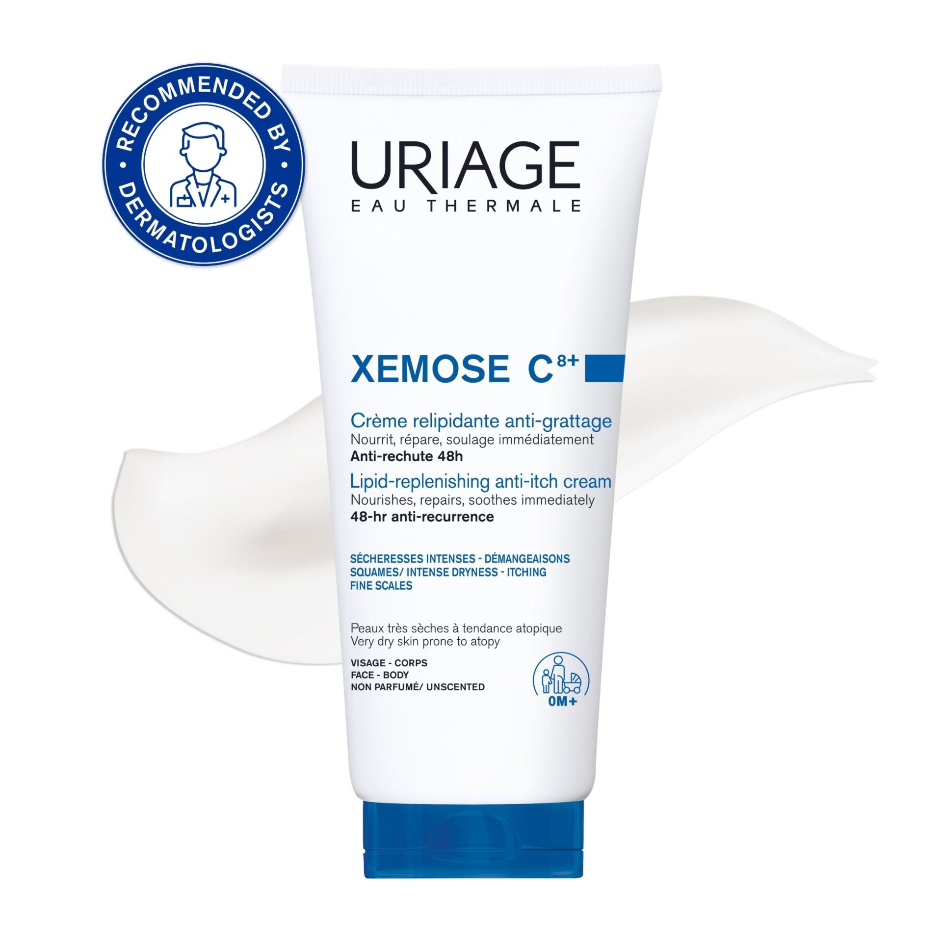 Uriage Xémose C8 Lipid Replenishing Anti-Itching Cream 200ml + FREE Xémose Face Cream 40ml | Buy 1 Get 1