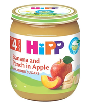 HiPP Organic Banana Peach Apple 125g – Organic Fruit Puree (4M+)-1