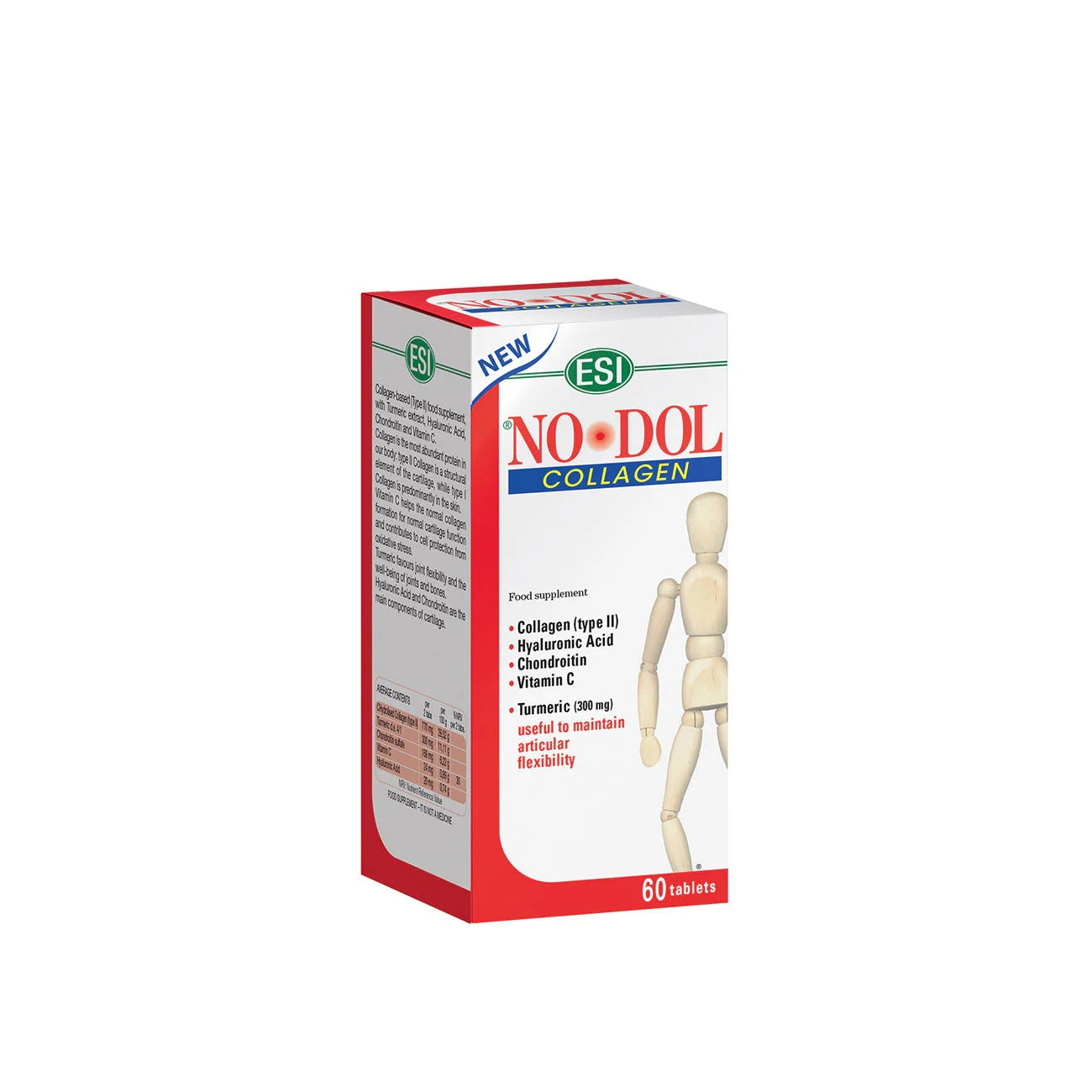 ESI No-Dol Collagen 60 Capsules – Joint Support Supplement with Type II Collagen, Turmeric, Hyaluronic Acid, Chondroitin, and Vitamin C-1