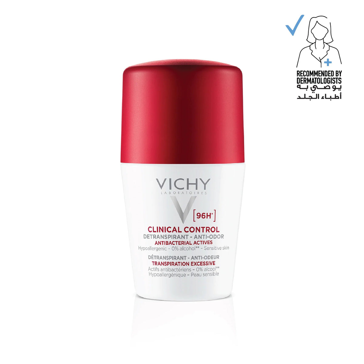 Vichy Clinical Control Deodorant for Women 96H Odor Protection, Sensitive Skin - 50ml-1