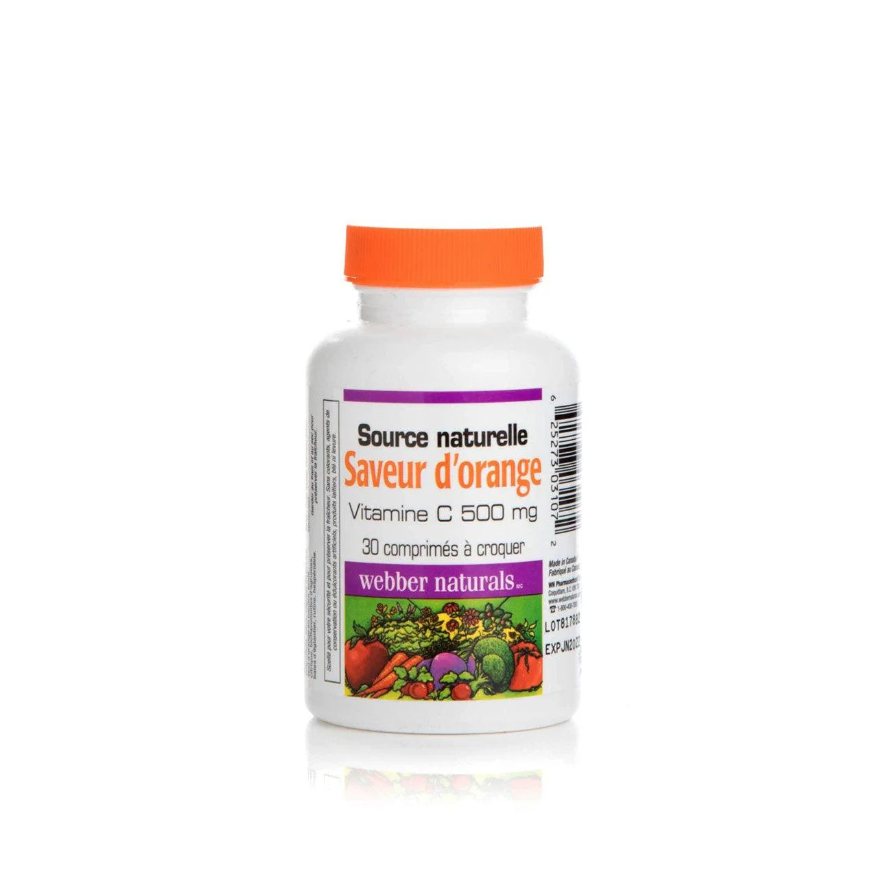 Webber Naturals Vitamin C 500mg Chewable Orange Flavor 30 Tablets – Immune Support-1