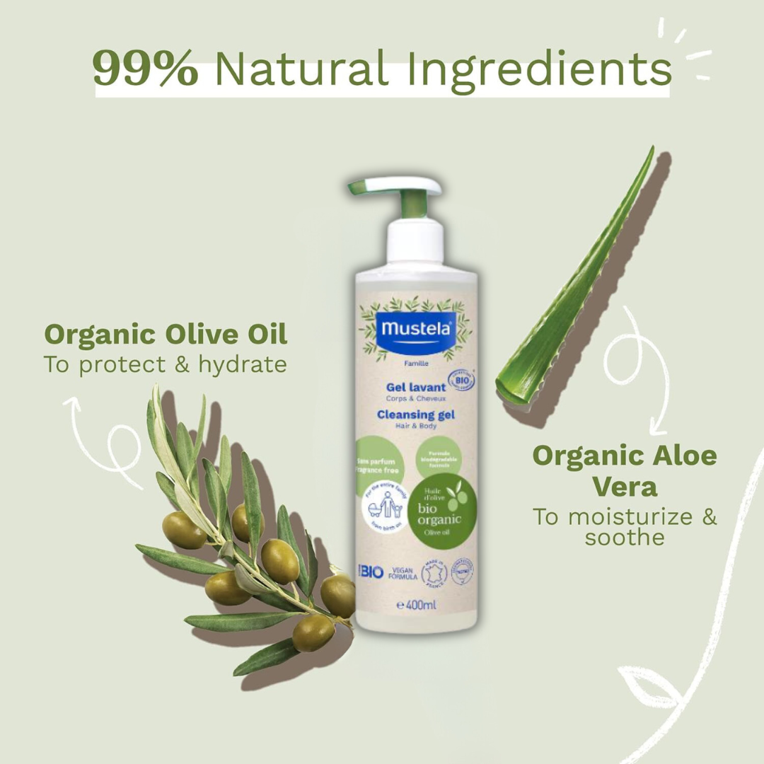 Mustela Bio Organic Cleansing gel,Gel Lavant, Hair and Body - 400ml-3