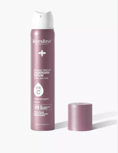 Beesline Radiant Bright Underarm Deodorant Serum with Vitamin C – 48-Hour Antiperspirant & Skin Brightening Spray, 150ml – Powder Soft-2