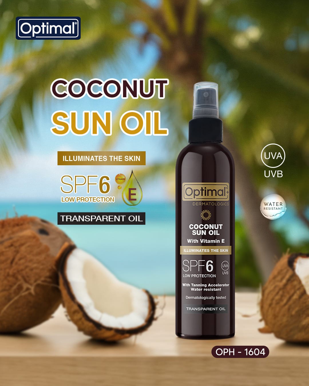 Optimal Coconut Tanning Oil with Vitamin E SPF 6 | Lightweight Tanning Oil for Natural Glow-2