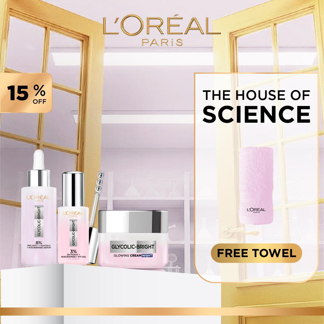 L'Oreal Paris Glycolic-Bright Skincare Set 15% Off with Free Towel-2