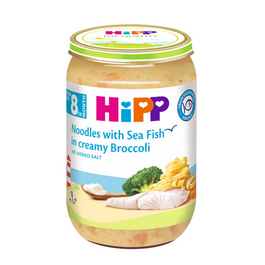 HiPP Organic Noodles with Sea Fish in Creamy Broccoli 220g – Organic Baby Meal (8M+)-1