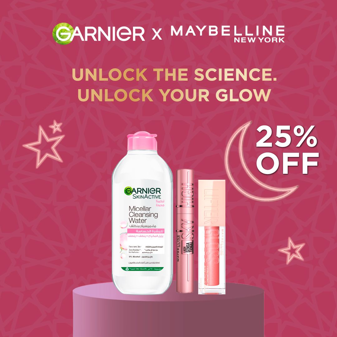 Garnier Micellar Cleansing Water Sensitive Skin x Maybelline Sky High Mascara and Lifter Gloss 25% Off-2