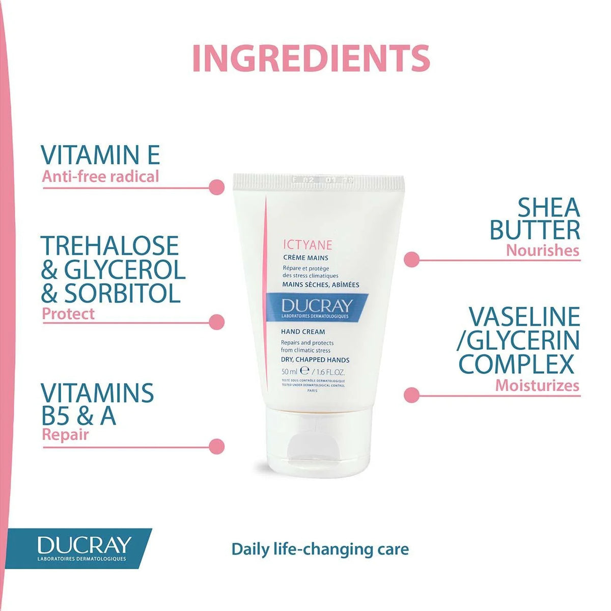Ducray Ictyane Moisturizing Hand Cream for Dry 50ml-2