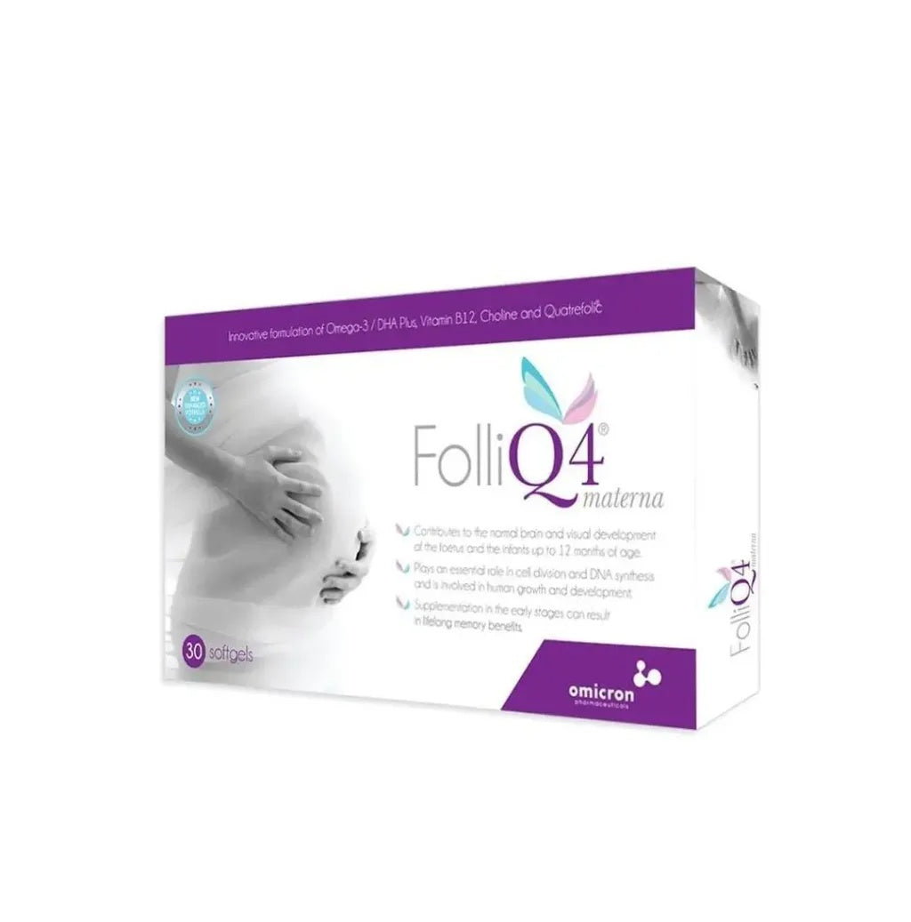 FolliQ4 Materna 30 Softgels – Omicron Prenatal Supplement with DHA, B12, and Quatrefolic-1