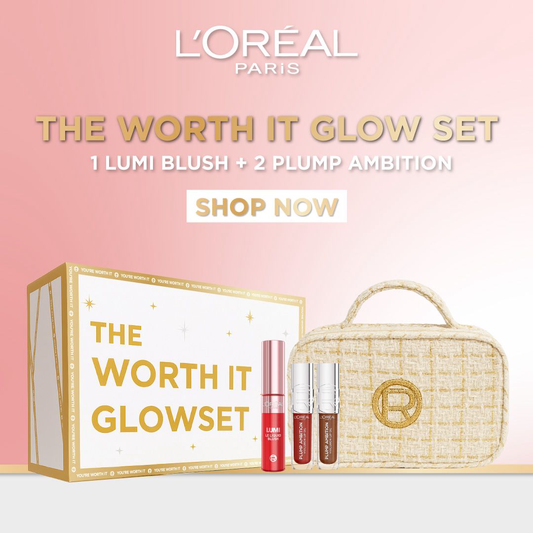 L’Oreal Paris Worth It Glow Set 2 Lumi Liquid Blush & 2 Plump Ambition Lip Glosses-2