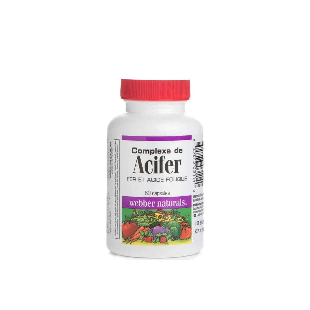 Webber Naturals Acifer Complex 60 Capsules – Iron & Folic Acid Supplement-1