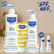 Mustela Gentle Cleansing Gel Hair & Body 500ml + Sun Protection Milk 100ml + Mustela Baby Lotion 300ml + Free 2 Mini Shampoos-1