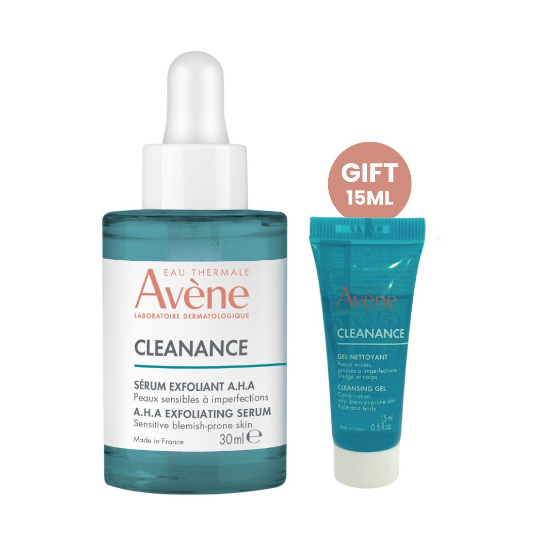 Avene Cleanance Serum Exfoliant AHA - 30ml + Free 15ml Cleanance Gel – Purifying & Exfoliating Serum for Blemish-Prone Skin-1