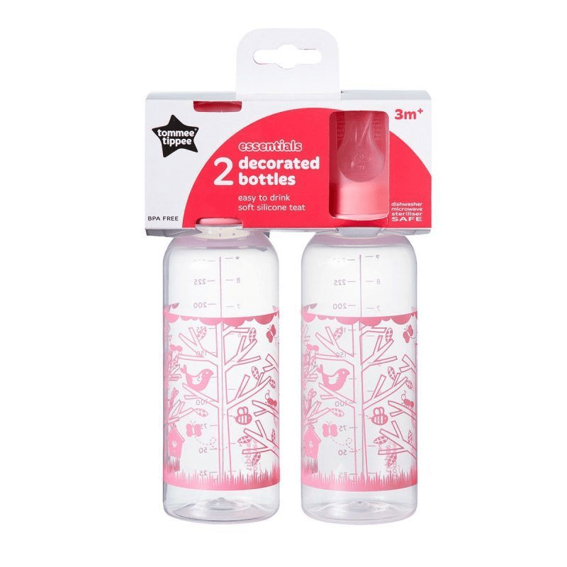 Tommee Tippee 2 Essentials Decorated Bottles 250ml 3M+-3