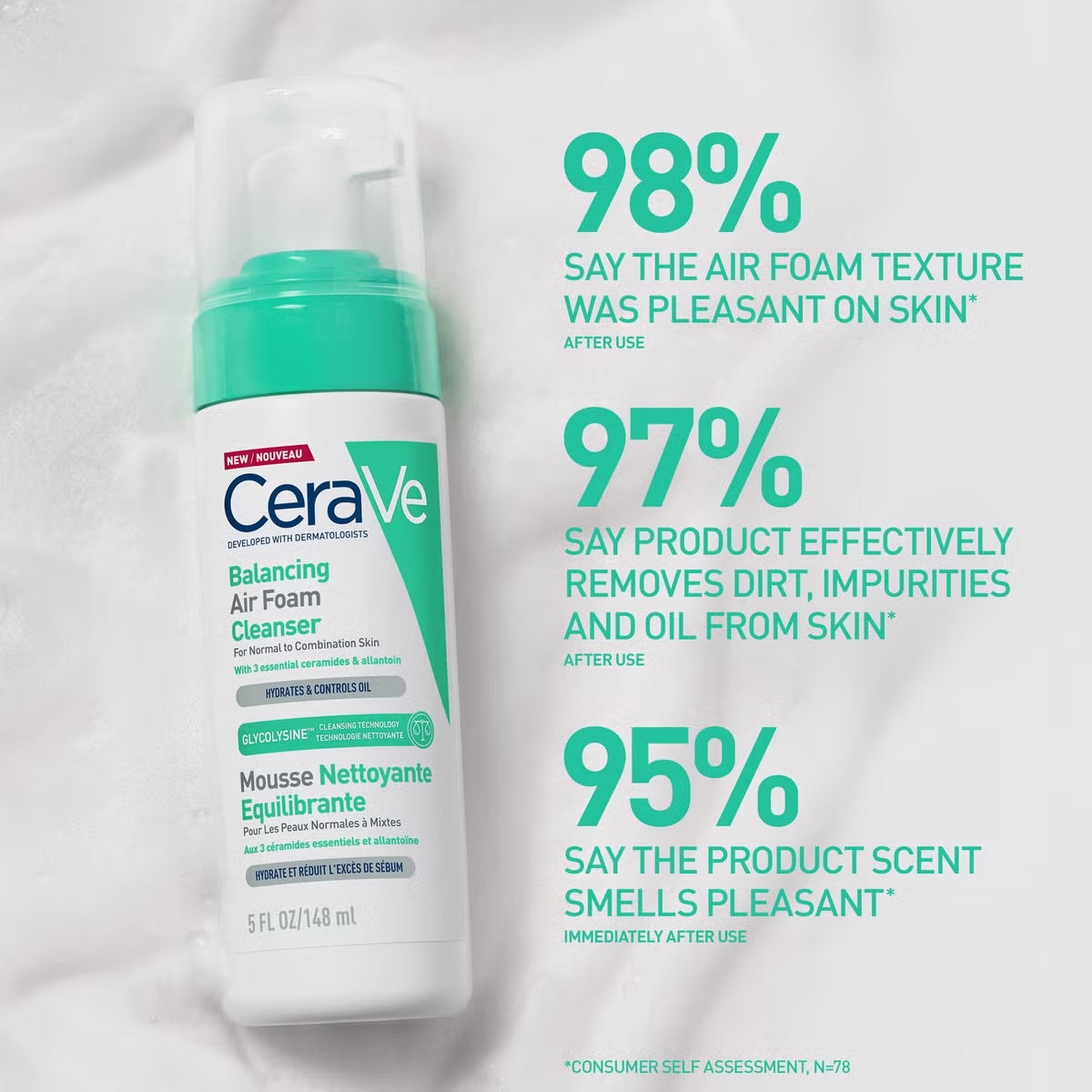 CeraVe Balancing Air Foam Cleanser 148 ml for Oil Control and Barrier Protection-2