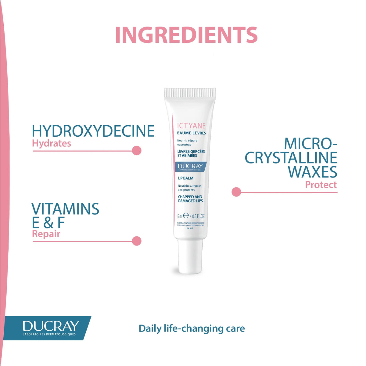 Ducray Ictyane Hydrating Lip Balm for Dry Lips 15ml-2