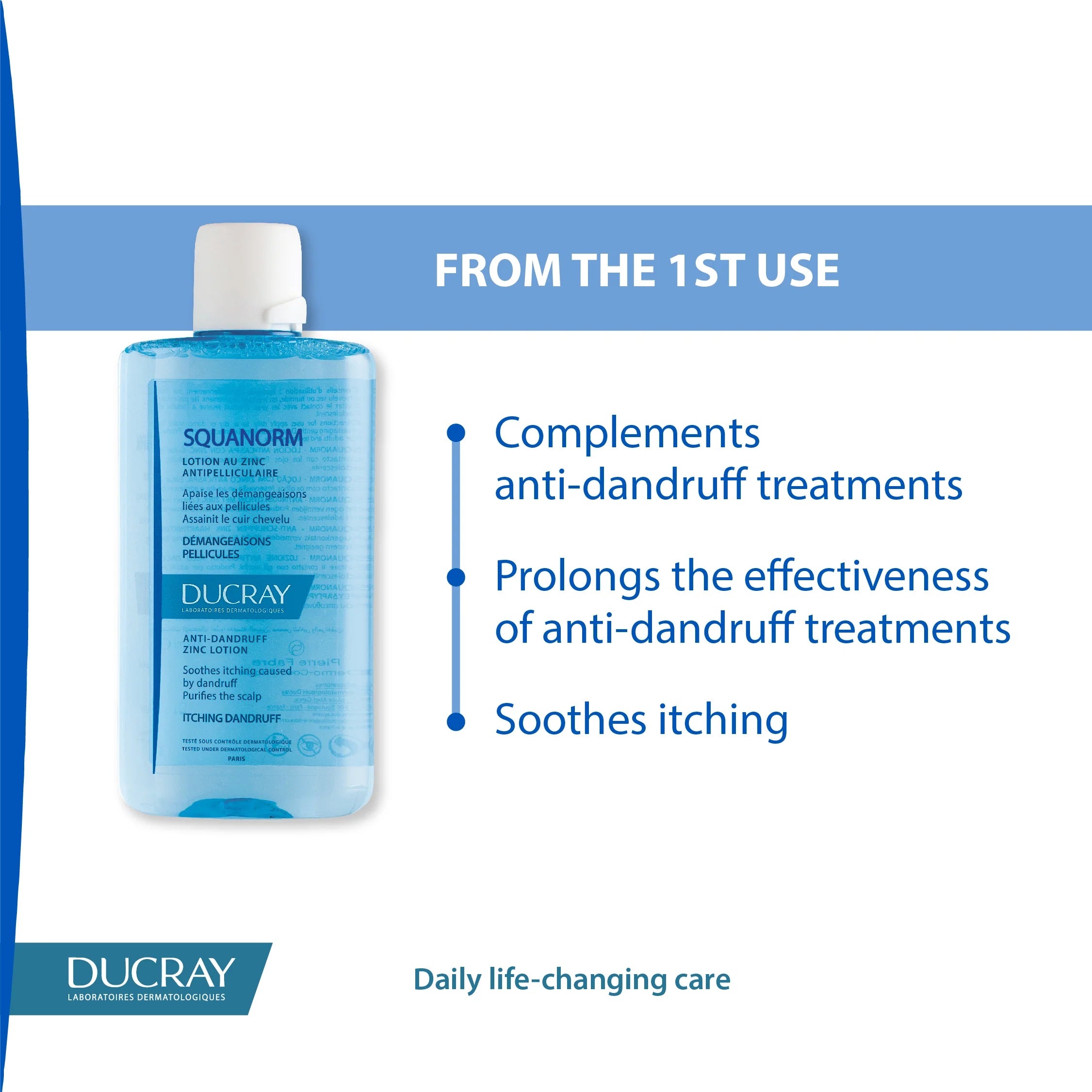 Ducray Squanorm Anti-Dandruff Zinc Lotion for Dry and Oily Scalp with Zinc Pyrithione 200ml-2