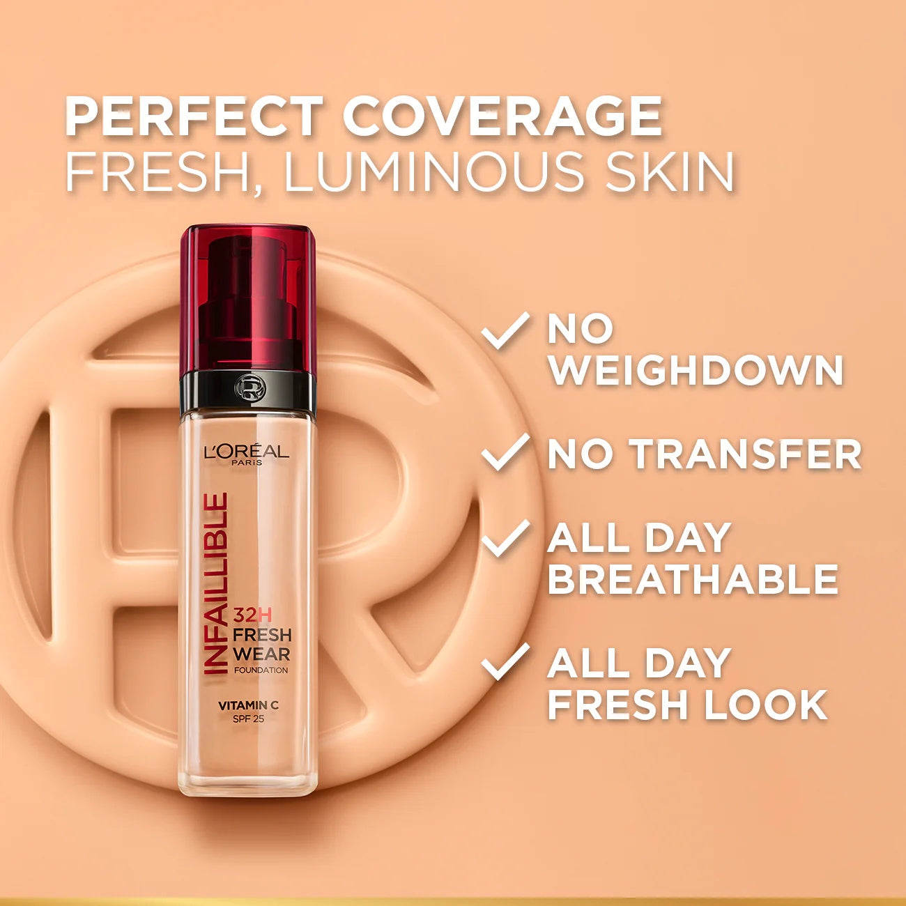 L'Oreal Paris Infallible 32H Fresh Wear Foundation for Long-Lasting Full Coverage-2
