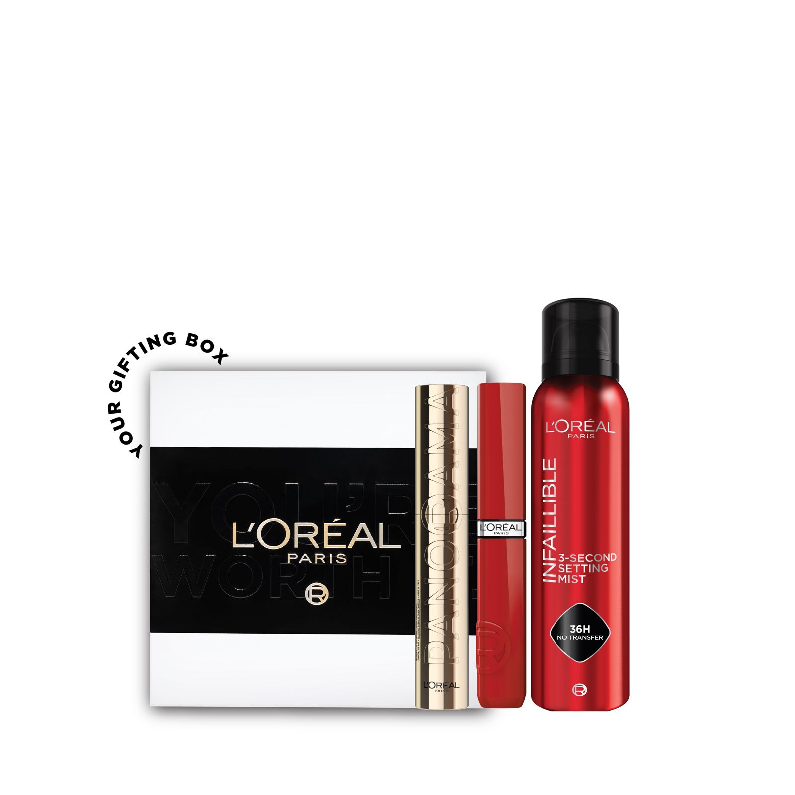 L’Oreal Paris Panorama Mascara + Infallible Lipstick + Setting Mist Gift Box-1