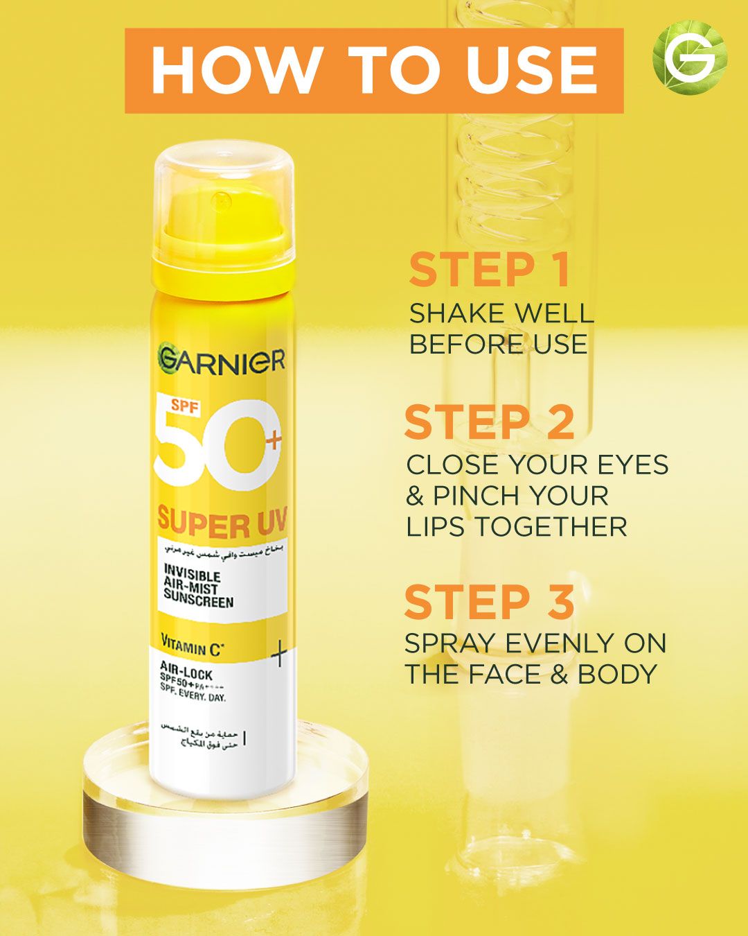 Garnier Super UV Invisible Air-Mist Sunscreen SPF 50+ with Vitamin C – Daily Sun Protection Mist-3