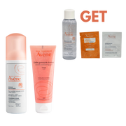 Avene Mousse Cleansing Foam & Avene Soothing Radiance Mask Bundle, Get Free Micellar Water, Activ B3 & Sun Protection Testers-1