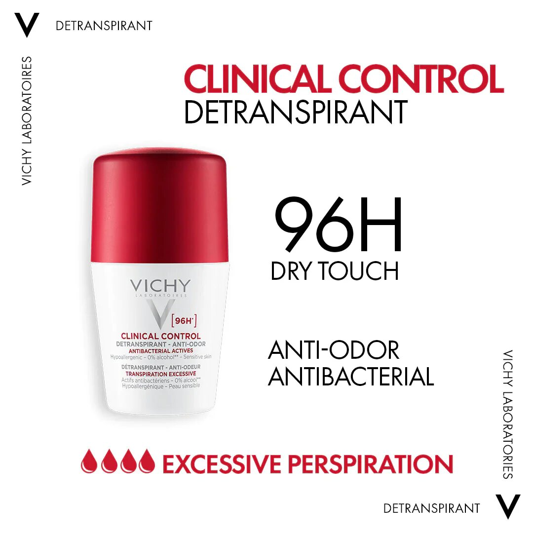 Vichy Clinical Control Deodorant for Women 96H Odor Protection, Sensitive Skin - 50ml-2