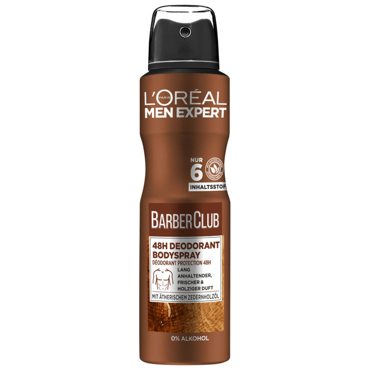 L'Oreal Men Expert Barber Club Deodorant Spray 150ml – 48H Freshness with Woody Scent-1