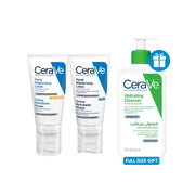 CeraVe Facial Moisturising Lotion AM SPF30 52ml + PM Facial Moisturising Lotion 52ml + FREE Hydrating Cleanser 236ml