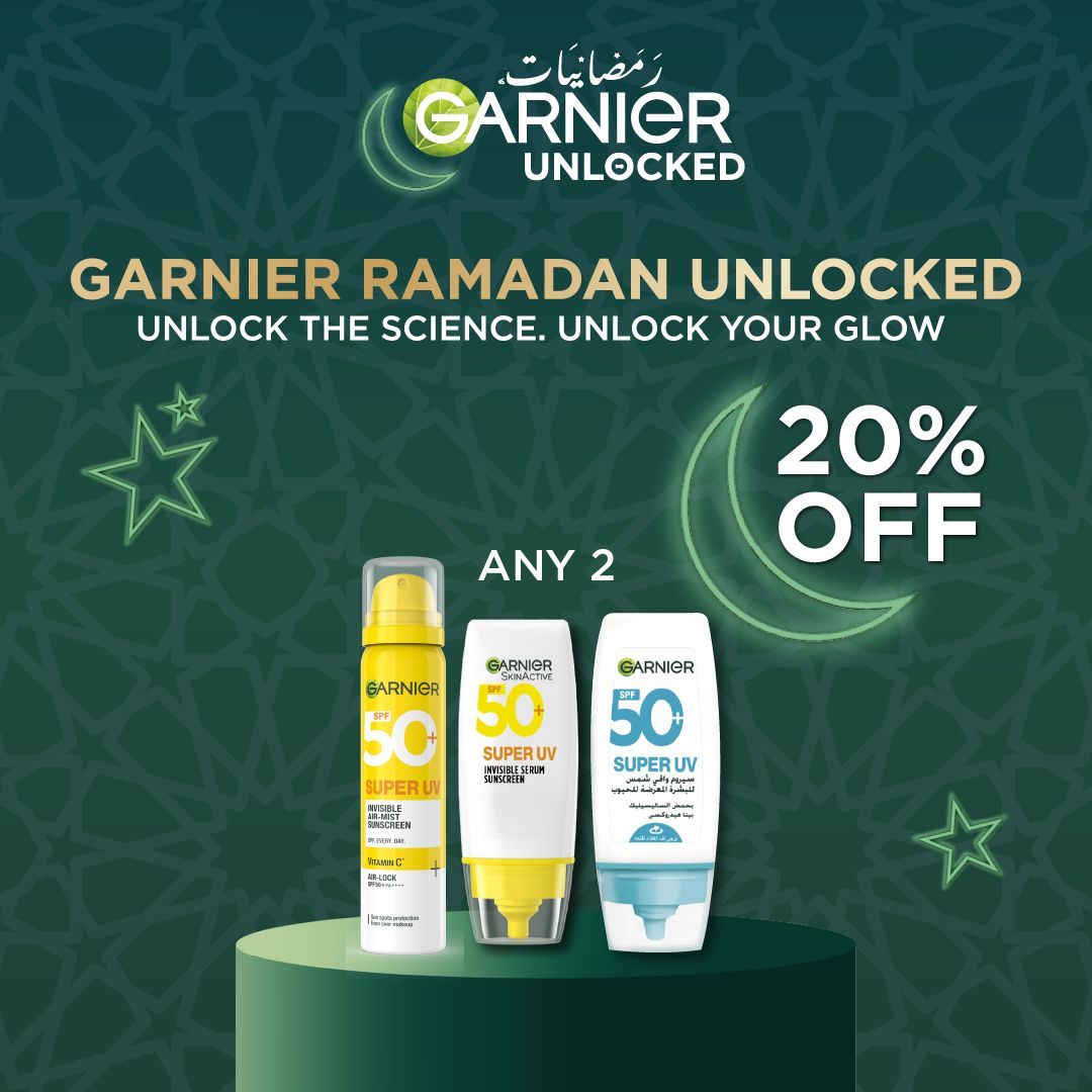 Garnier Super UV SPF 50+ Sunscreen Ramadan Offer 20% Off Any 2-2
