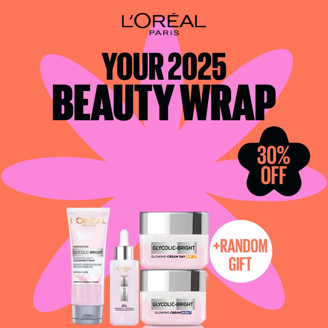 L’Oreal Paris Glycolic-Bright Cleanser + Serum + Day Cream SPF 17 + Night Cream – 30% Off Black Friday Deal + Random Gift-2
