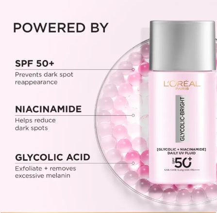 L'Oreal Paris Glycolic Bright Anti-Dark Spot UV Fluid SPF 50+ | High Protection & Brightening-3