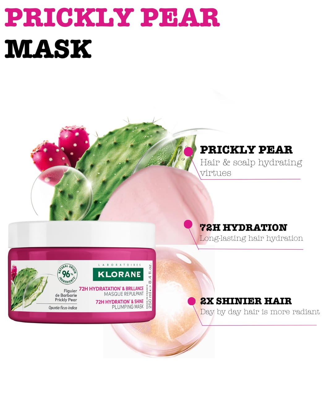 Klorane Prickly Pear 72h Plumping Mask Hydration & Shine – 250ml-2