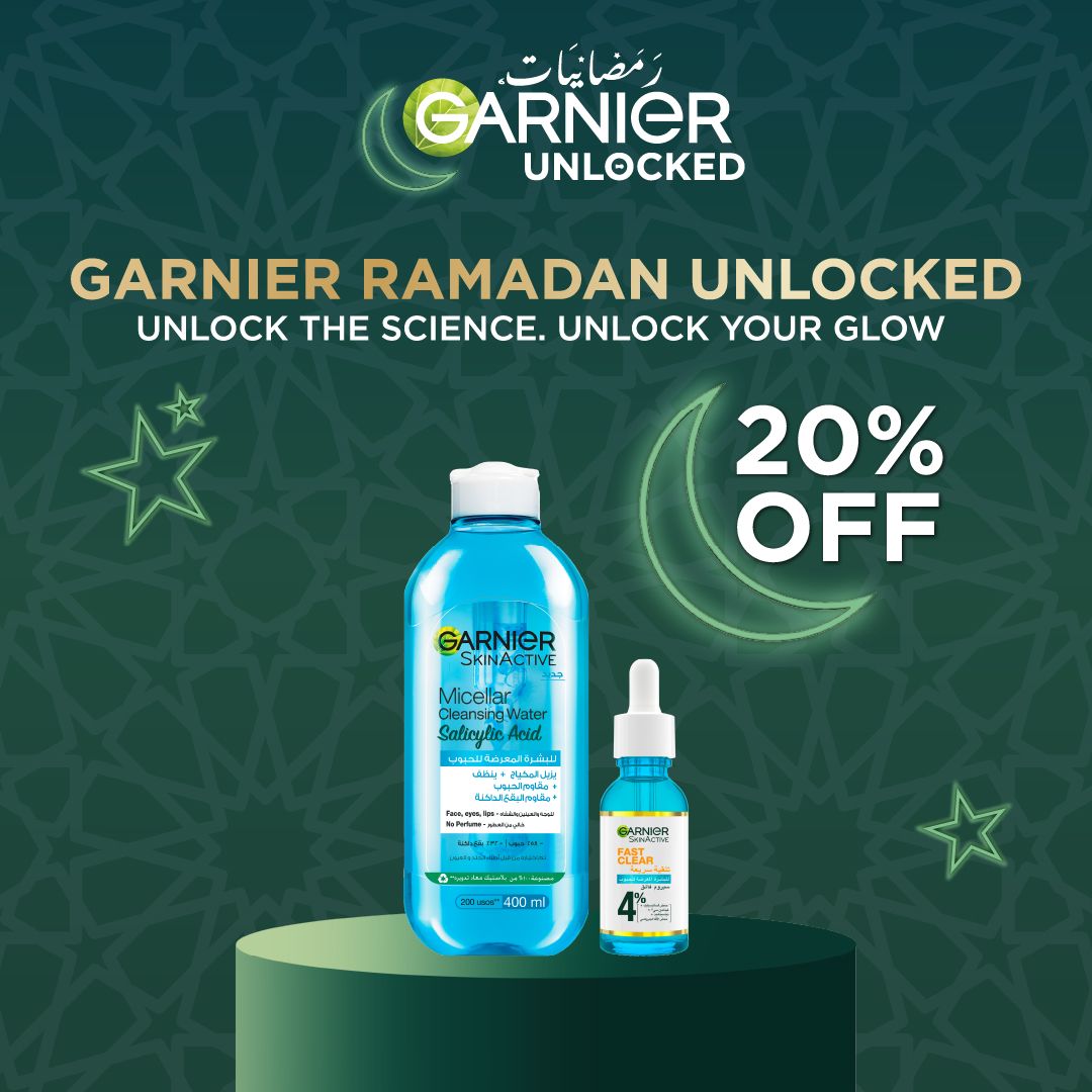 Garnier Micellar Cleansing Water Salicylic Acid 400ml + Fast Clear Serum 20% Off Ramadan Offer-2