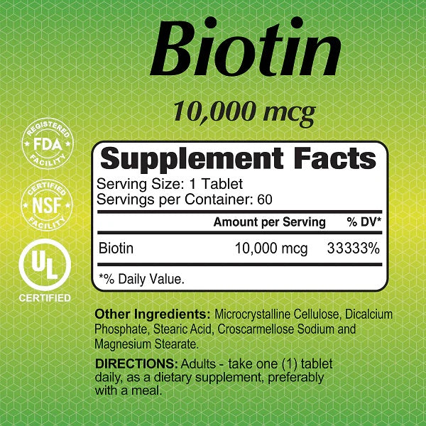 Alfa Biotin 10,000 mcg 60 Tablets – Supports Hair, Skin & Nails-3