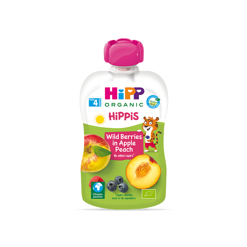 HiPP HiPPiS Wild Berries in Peach 100g – Organic Fruit Puree (6M+)-1