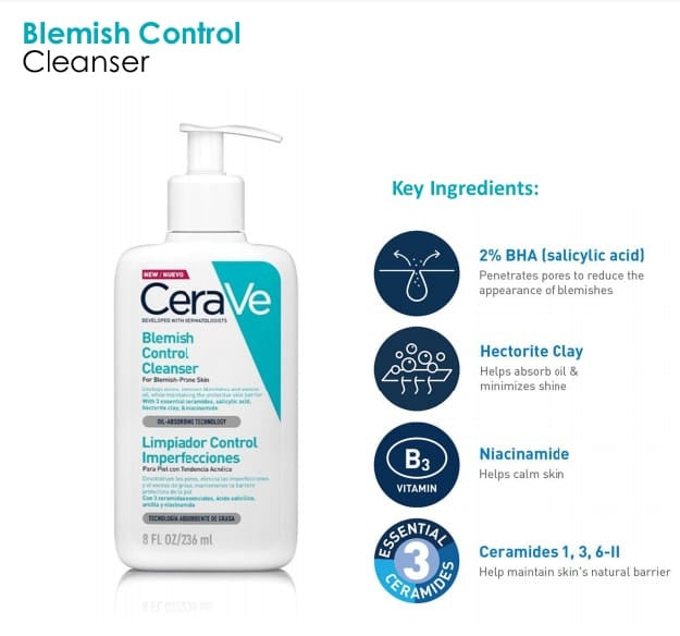 CeraVe Blemish Control Cleanser 236ml with Salicylic Acid for Acne-Prone Skin | Oil Control & Breakout Prevention-3