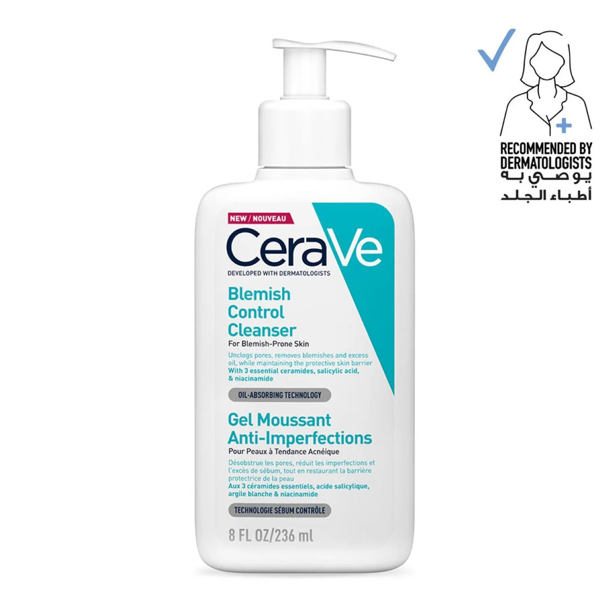 CeraVe Blemish Control Cleanser 236ml with Salicylic Acid for Acne-Prone Skin | Oil Control & Breakout Prevention-1