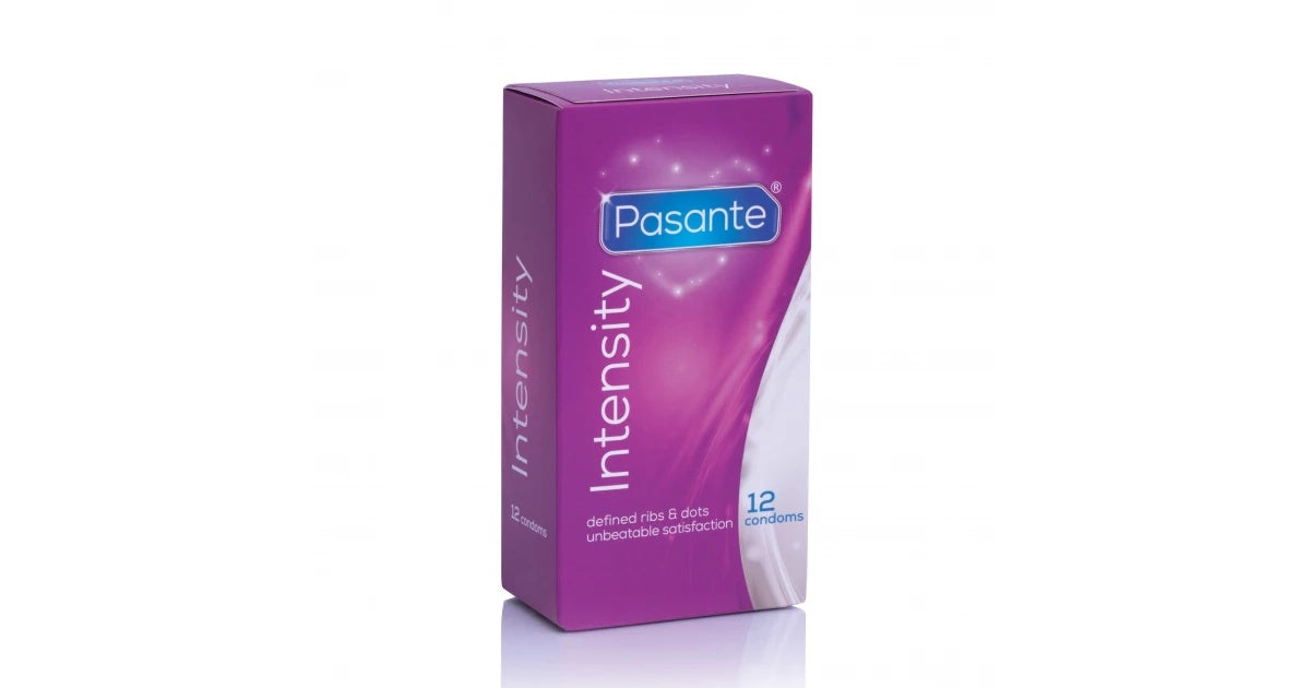 Pasante Intensity Condoms with Ribs and Dots – 3-Pack & 12-Pack for Enhanced Pleasure-2