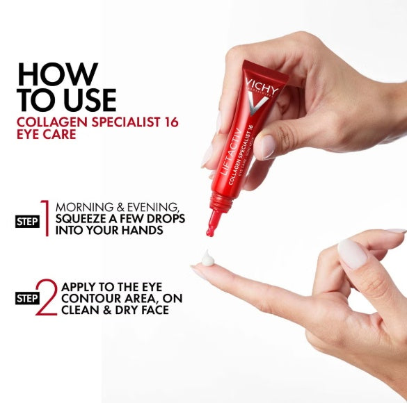 Vichy Liftactiv Collagen Specialist Eye Care Cream 15ml | Anti-Aging Eye Cream for Wrinkles and Puffiness-4