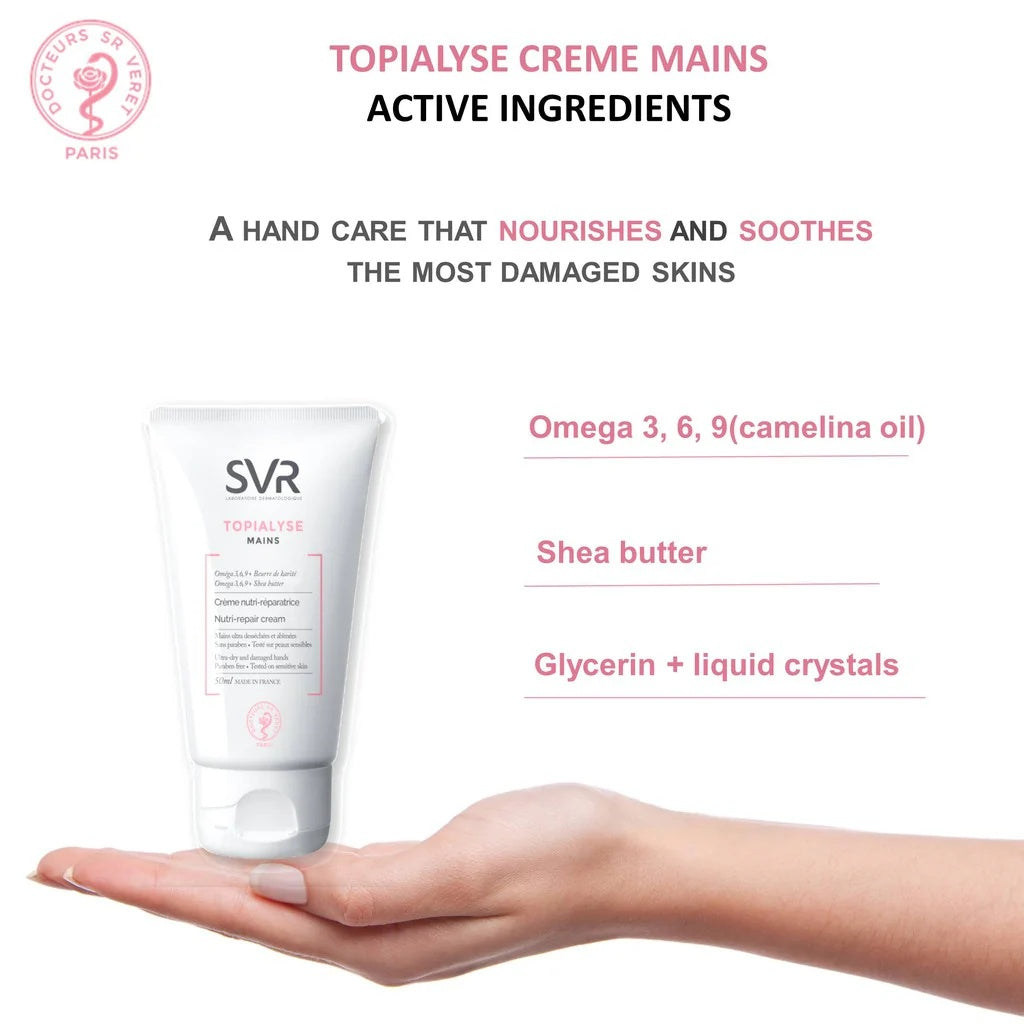 SVR Topialyse Mains - Repairing Hand Cream for Dry and Damaged Hands 50ml-2