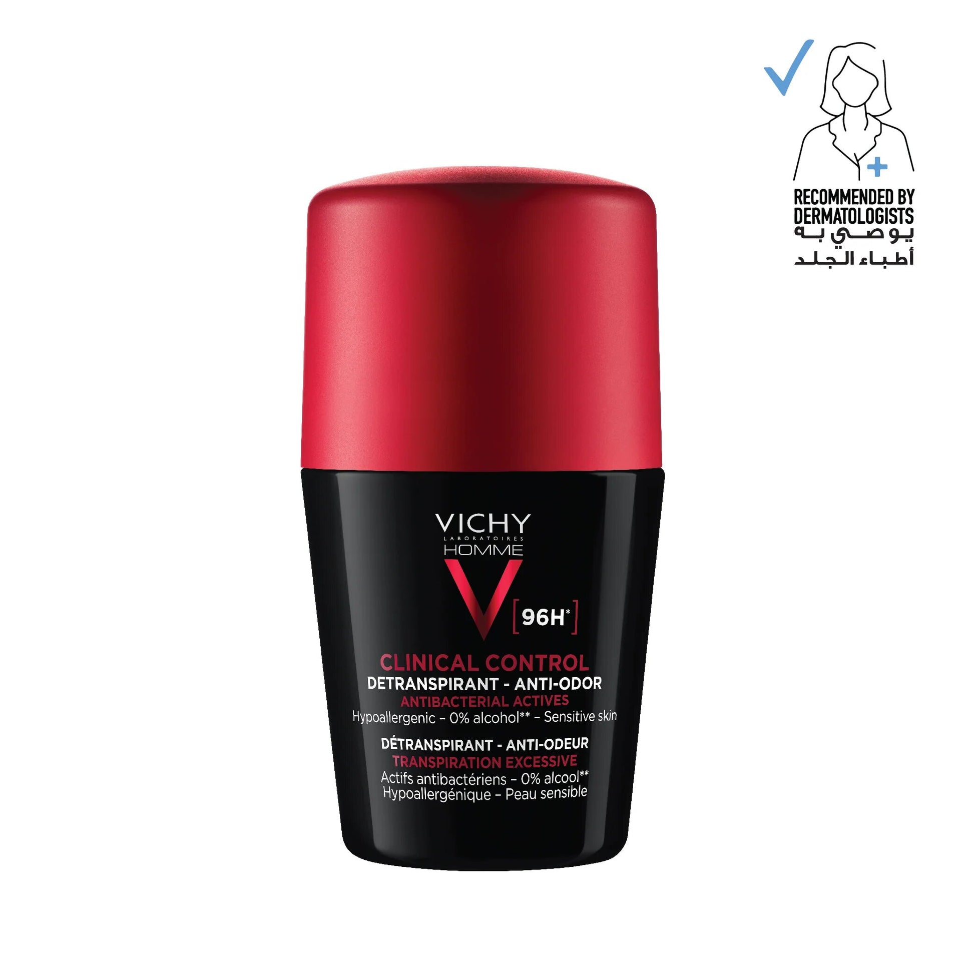 Vichy Deodorant For Men Clinical Control 96 Hour Roll On Total Protection Against Odour - 50ml-2