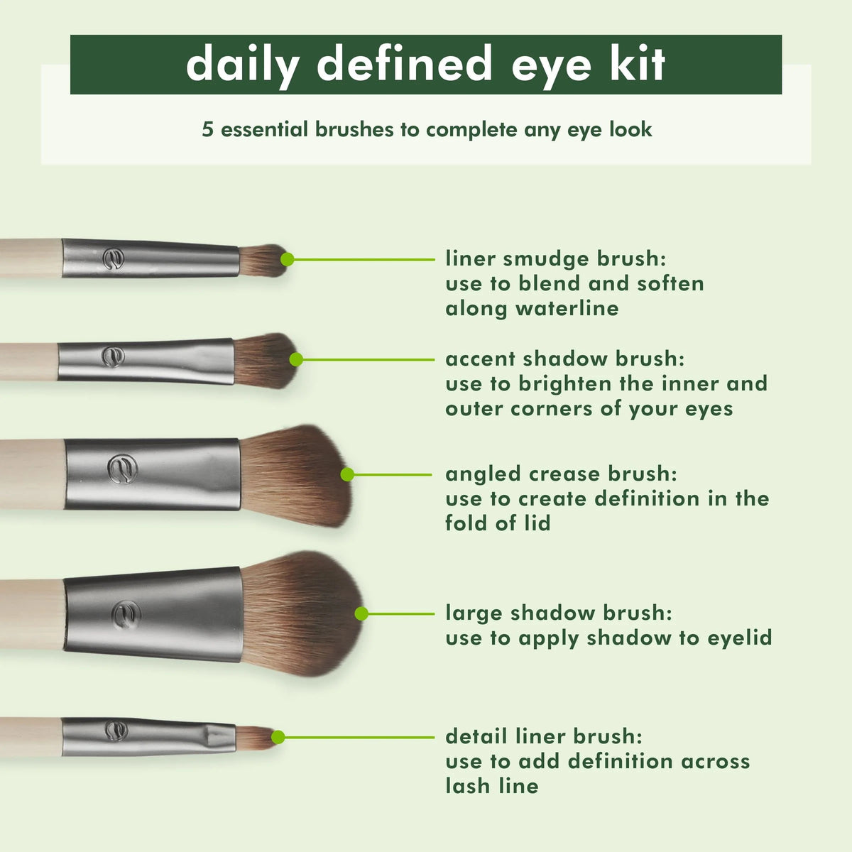 Ecotools Daily Defined Eye Kit Brushes Set 5 Pieces-2