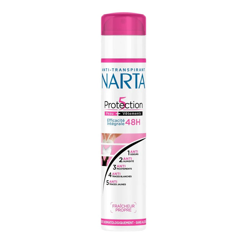 Narta 5 Protection Peau & Vetements Anti-Transpirant Spray 48H – Fraicheur Propre-1