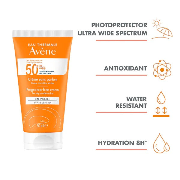 Avene Very High Sun Protection SPF 50+ Cream for Dry and Sensitive Skin 50ML - Gentle and Nourishing UV Defense-3