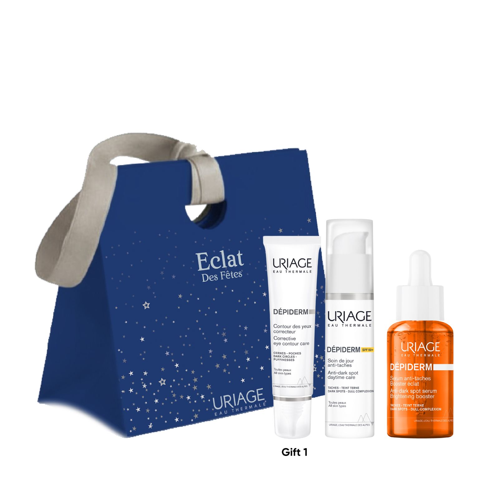URIAGE Depiderm Anti Dark Spot Serum and Day Cream SPF Gift Set with Free Depiderm Eye Contour Care-1